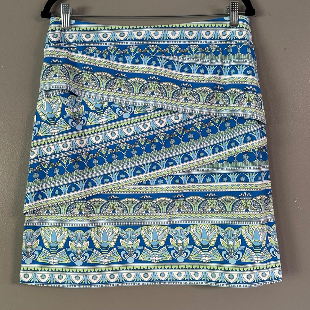 J. Mclaughlin Nicola Tiered Catalina Skirt Blue Green MEDIUM